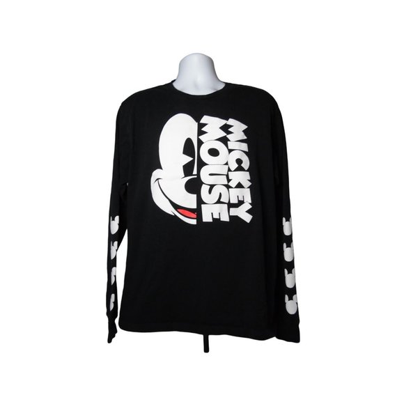 Disney Black Mickey Mouse Half Face Graphic Tshirt Top Women 2X Men XL Read! - Picture 1 of 7